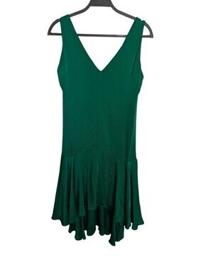 Milly Emerald Green Silk‎ V-Neck Cocktail Wedding Guest Dress Formal Size 2